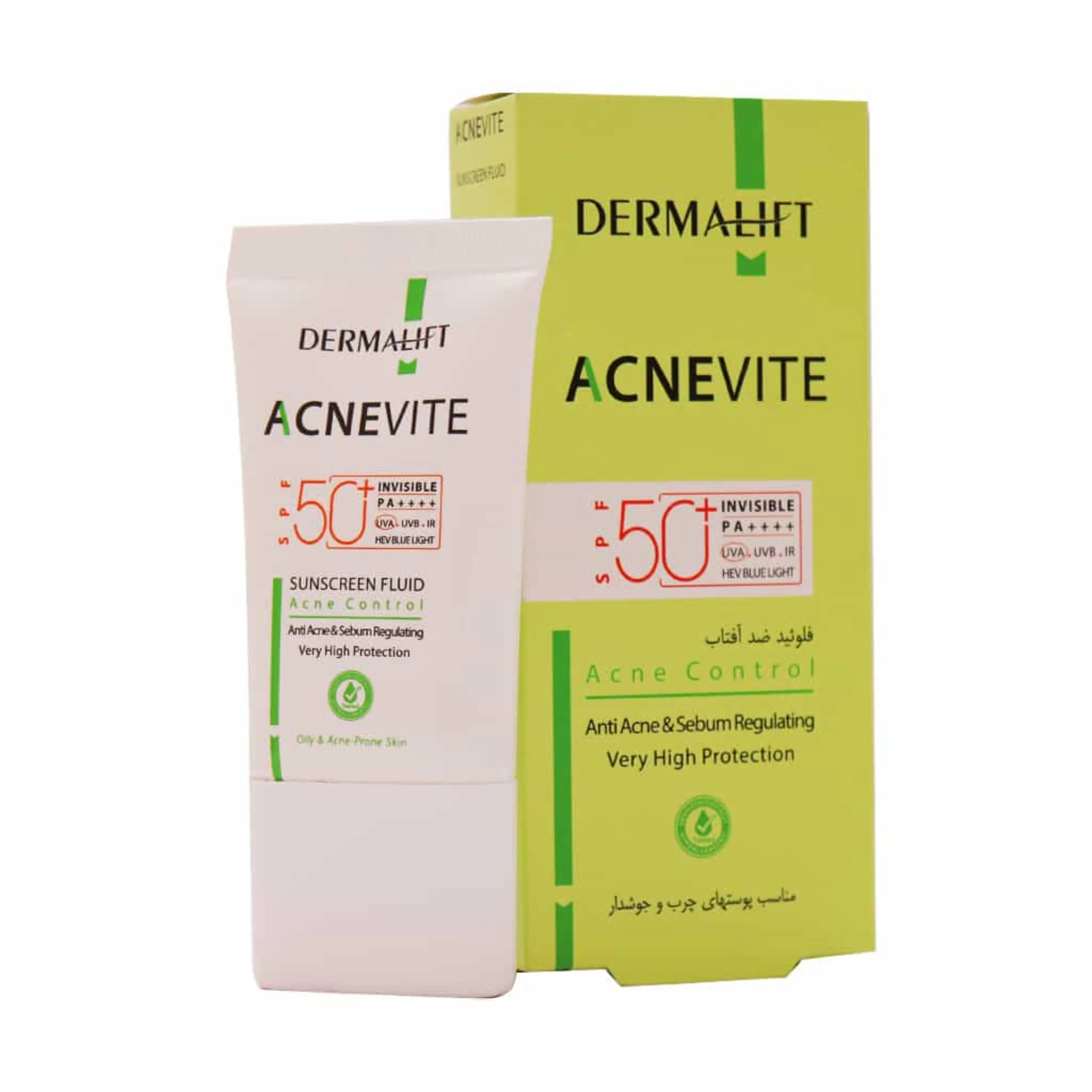 فلوئید ضد آفتاب بی رنگ SPF50 آکنویت درمالیفت مناسب پوست چرب و جوش دار 40 میلی